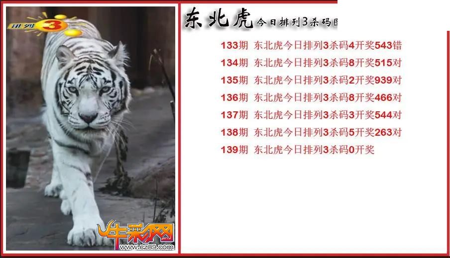 2026139期P3东北虎通杀一码图