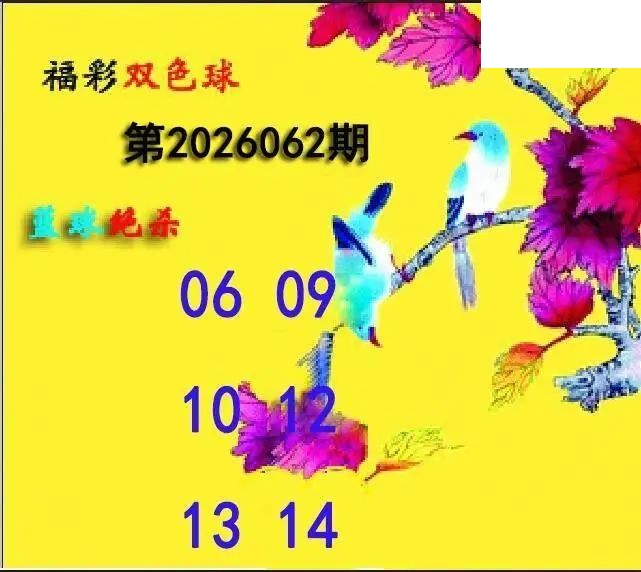 蓝球绝煞26年062期双色球图谜