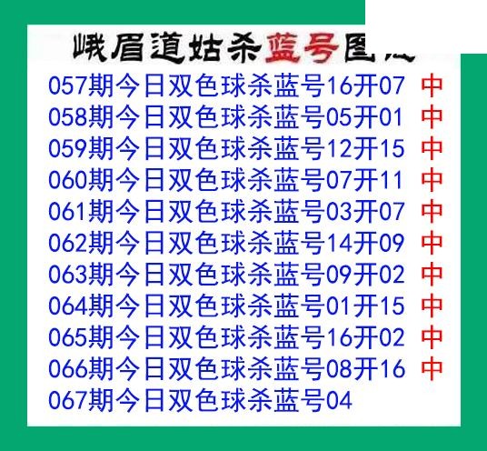 峨眉道姑杀蓝号067期双色球图谜 10中10