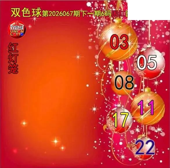 双色球2026年图迷067期 红灯笼六码围红图