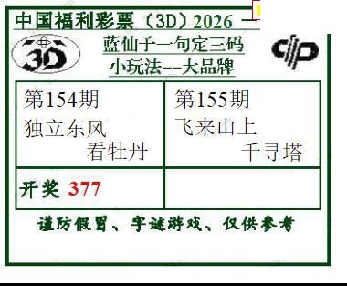2026155期3d字谜图谜总汇