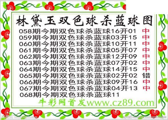 双色球068期 林黛玉杀蓝号图谜 10中9